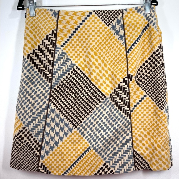 Maeve Skirt Women’s Size 4 Patchwork Houndstooth Velvet Mini Skirt - Picture 4 of 10